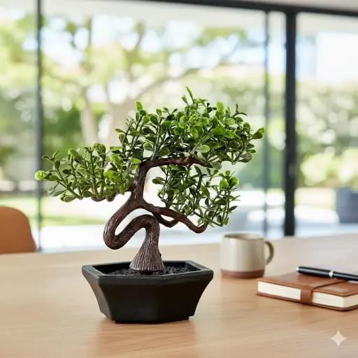 Everlasting Zen: Sculptural Bonsai in a Modern Geometric Pot (Turkish Origin)